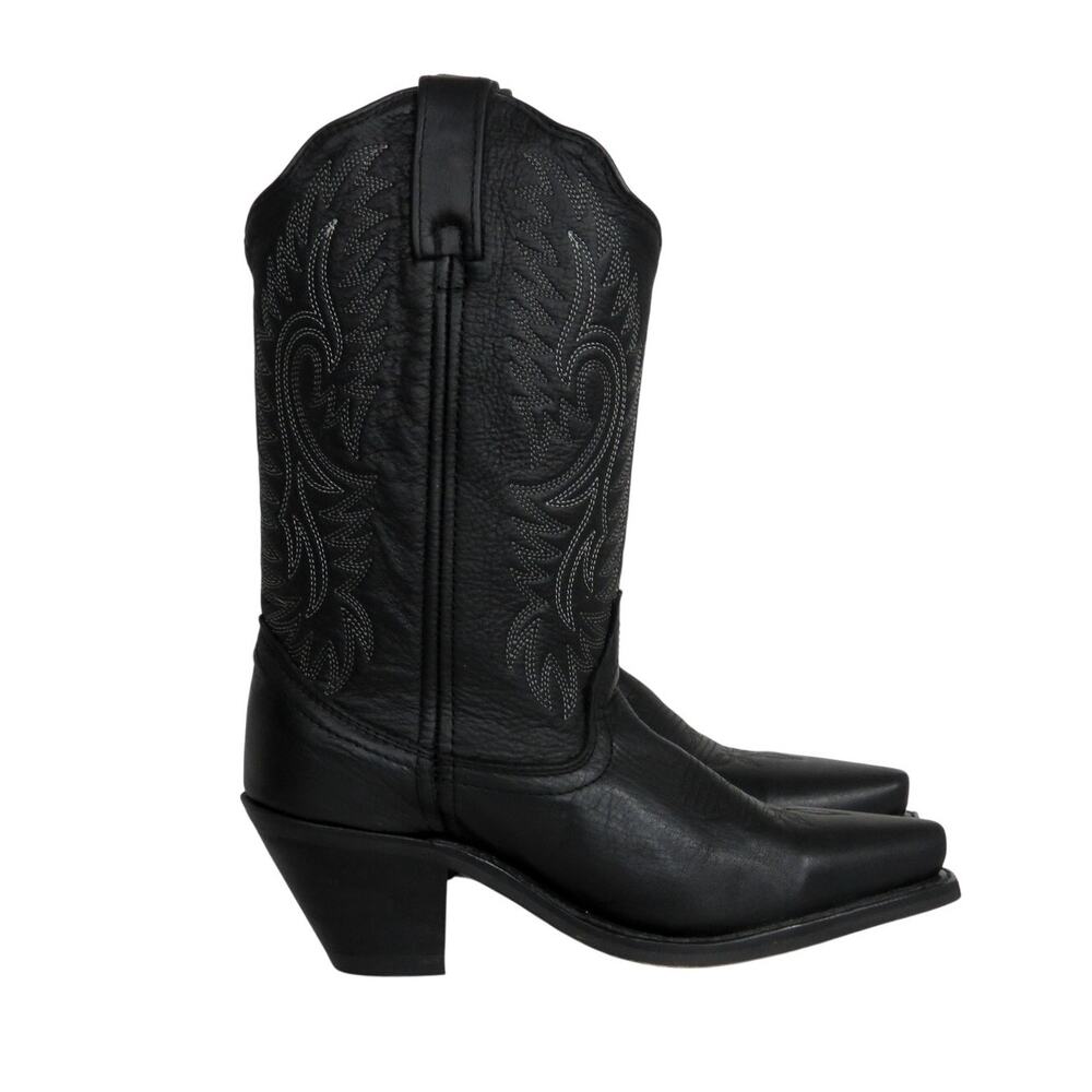 Masterson Boot Co Black Cowboy Boots With White Stitching 6.5 Leather Cowgirl